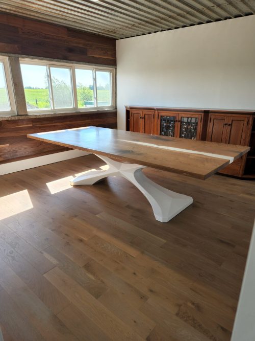 Custom White Oak with Epoxy river Conference Table